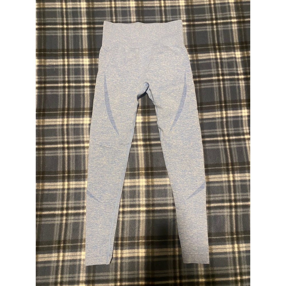 ACTA Wear High Waisted Seamless Leggings Blue Heathered Activewear Womens Small‎